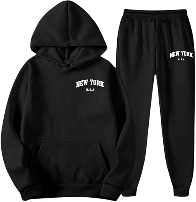 Tracksuit Mens Full Set Long Sleeve Hooded Sweatshirt and Sweatpants Set Hoodie Joggers Sets 2 Piece Fashion Sweatsuits for Men