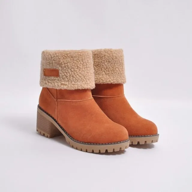 Trendy Fold Down Wool Ankle Boots