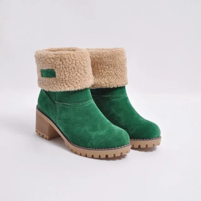 Trendy Fold Down Wool Ankle Boots