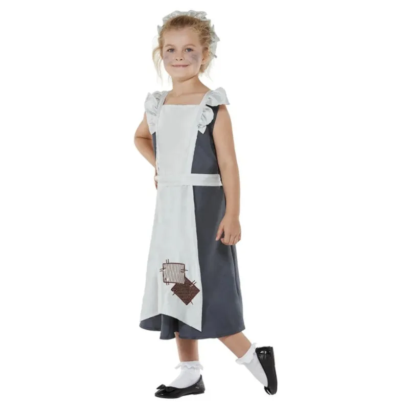 Victorian Maid Child Costume - Dark Grey