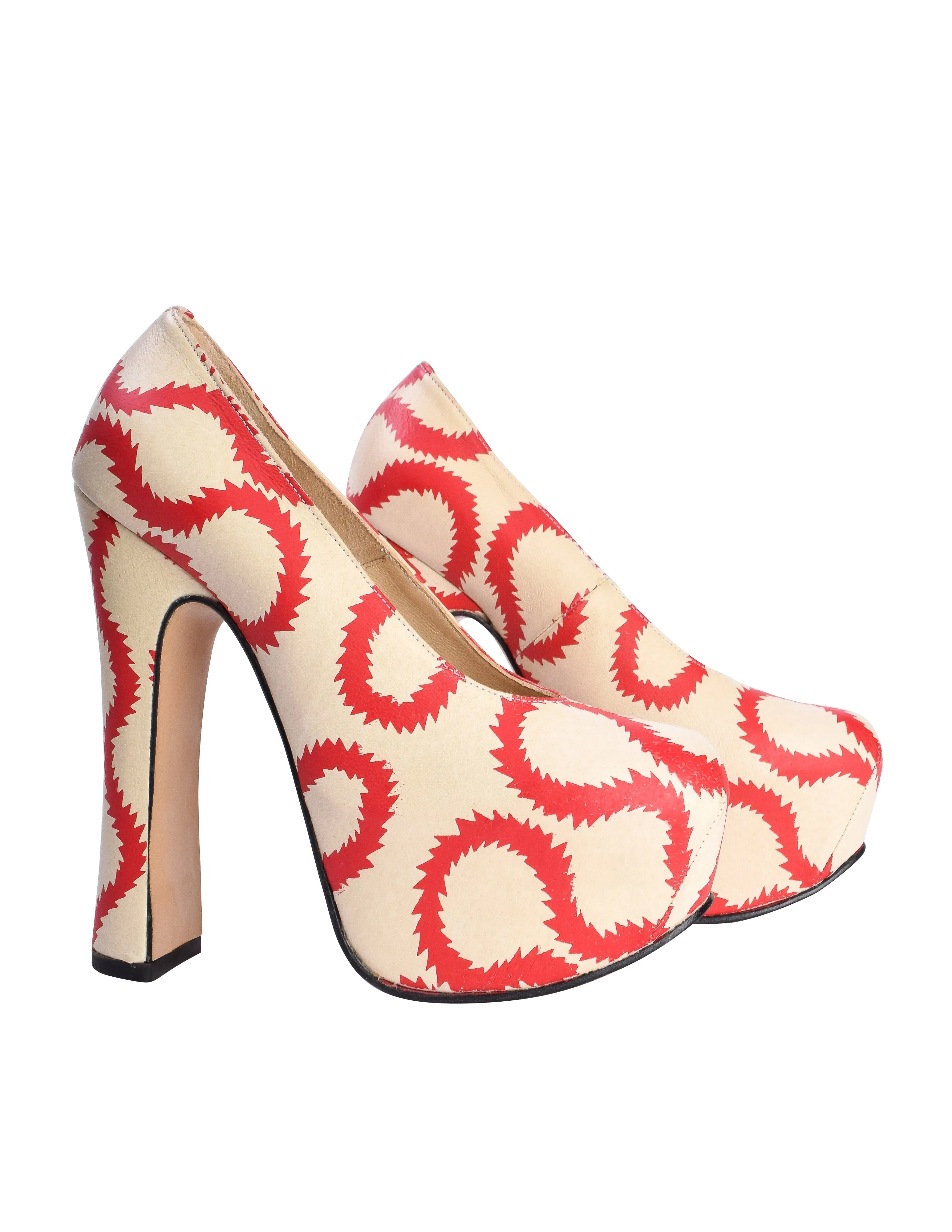 Vivienne Westwood SS 2013 Iconic 'Pirate' Squiggle Print Leather Elevated Court Shoes