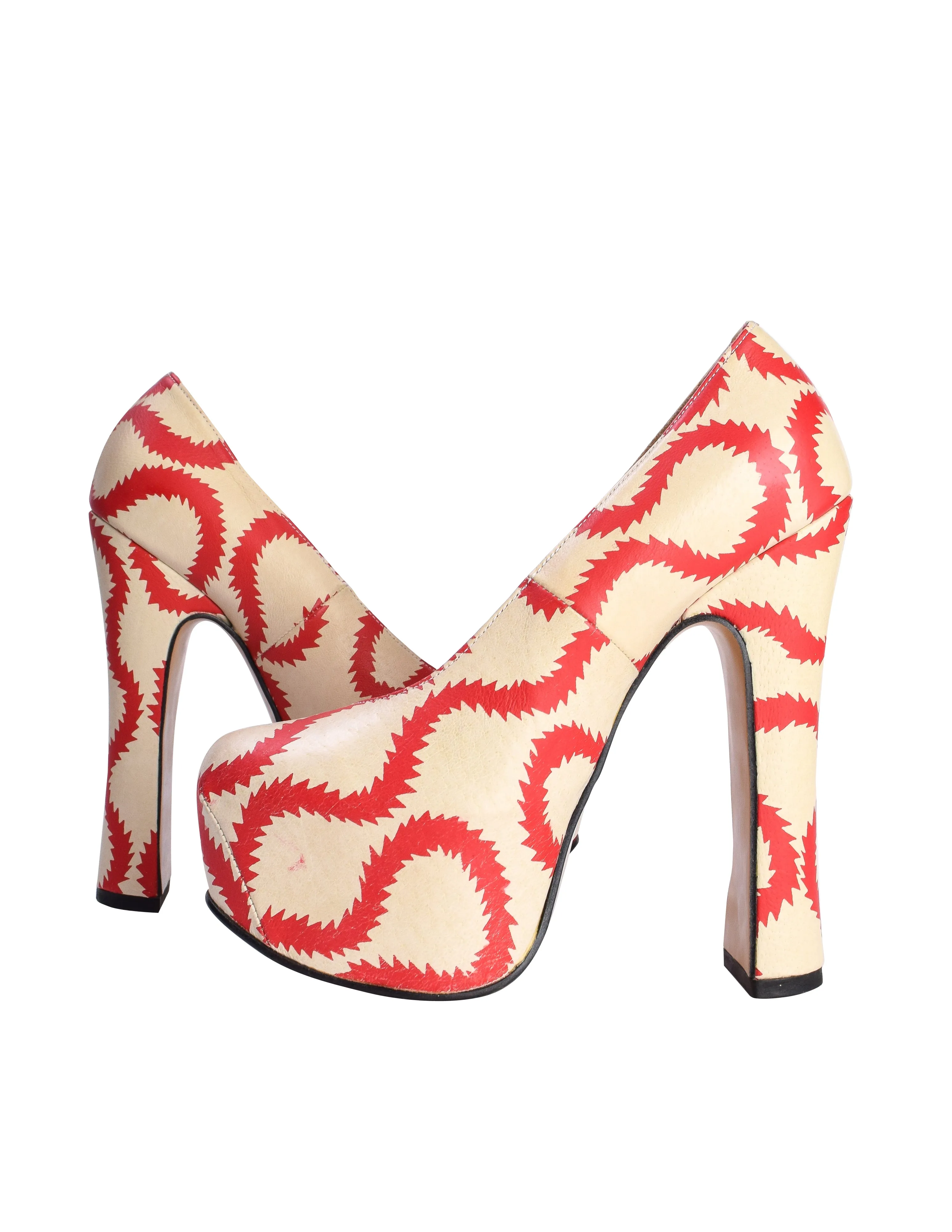 Vivienne Westwood SS 2013 Iconic 'Pirate' Squiggle Print Leather Elevated Court Shoes