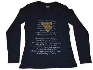 West Virginia Mountaineers Gear for Sports Women Navy V-Neck LS T-Shirt (M)