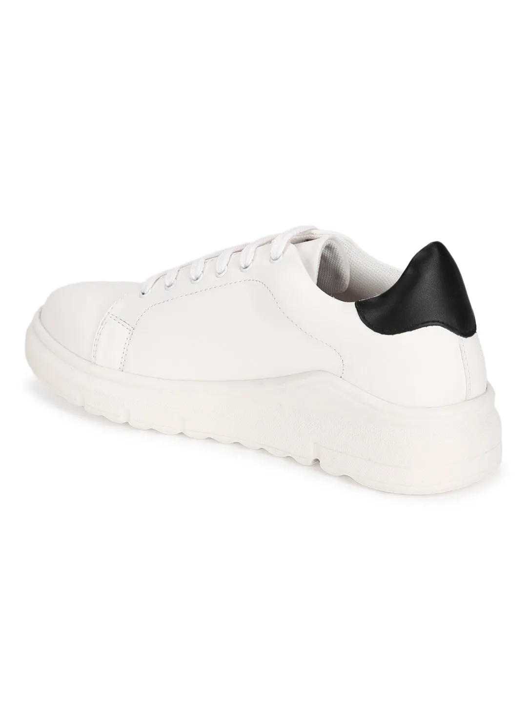 White PU Sneakers With Back Details (TC-ST-1024-WHTBLK)