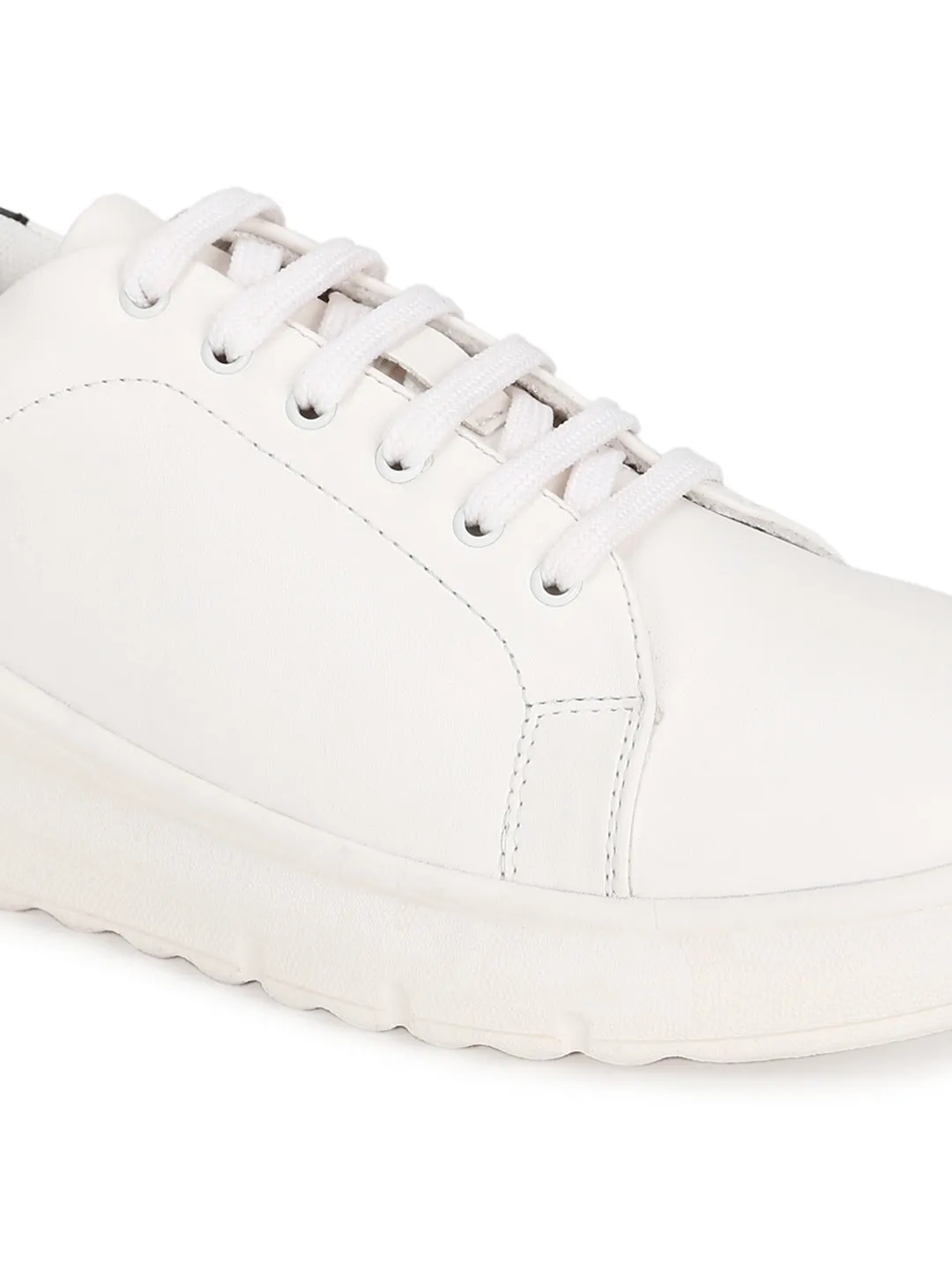 White PU Sneakers With Back Details (TC-ST-1024-WHTBLK)