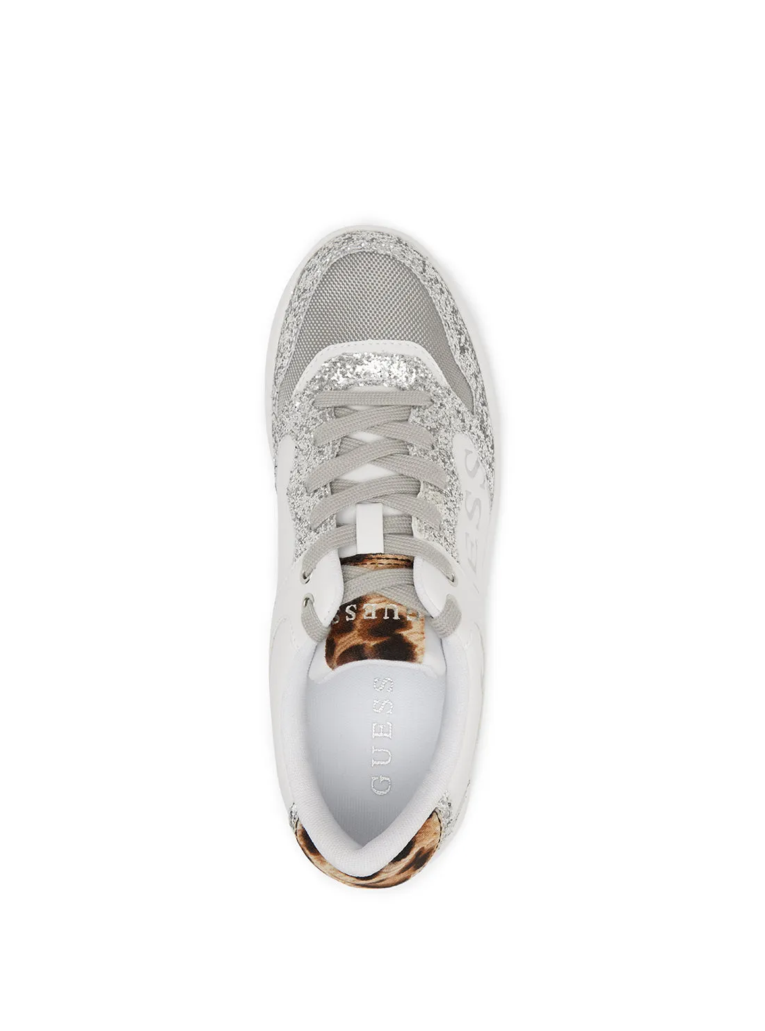 White Silver Leopard Cleva Low Top Sneakers