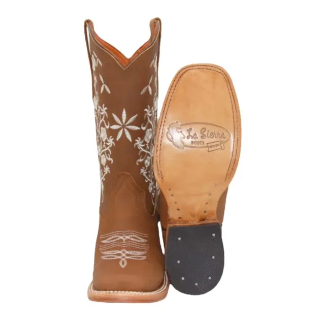 Women’s Floral Embroidered Square Toe Mid Calf Western Boot