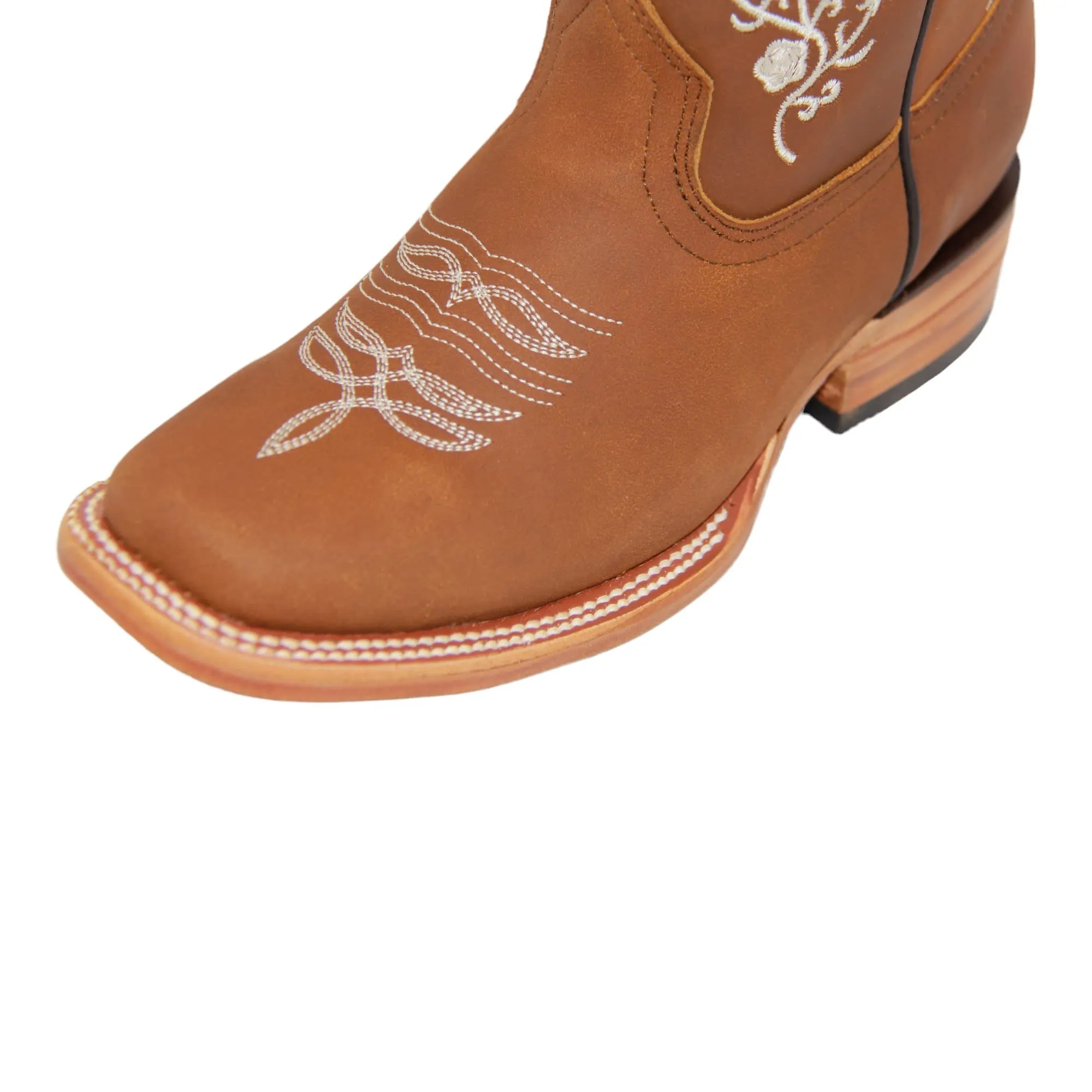 Women’s Floral Embroidered Square Toe Mid Calf Western Boot