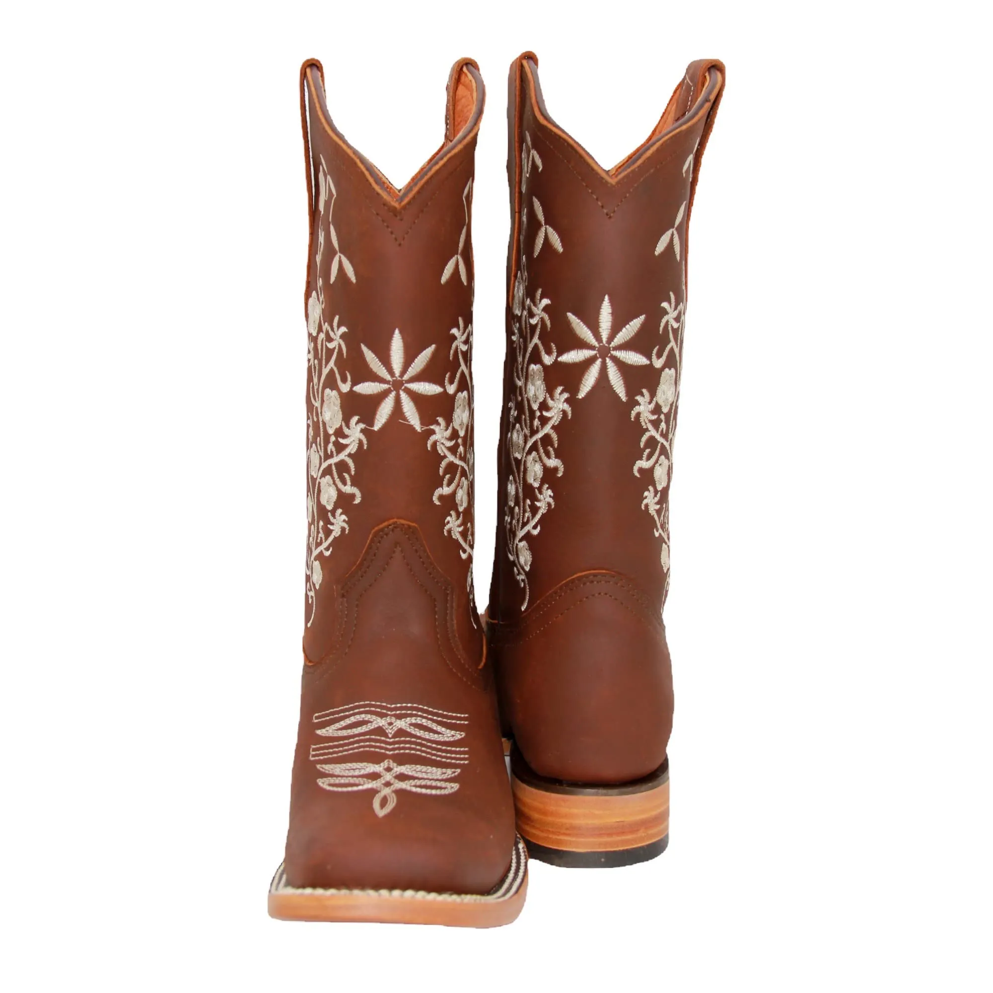 Women’s Floral Embroidered Square Toe Mid Calf Western Boot