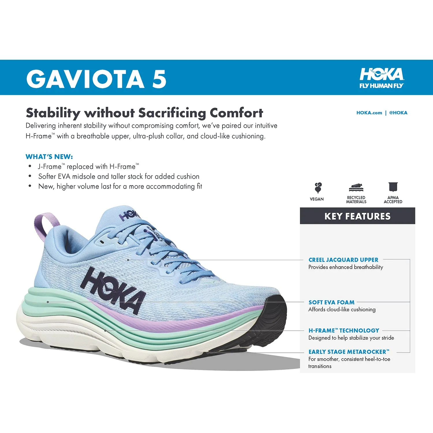 Women's Hoka Gaviota 5 Black/White Mesh