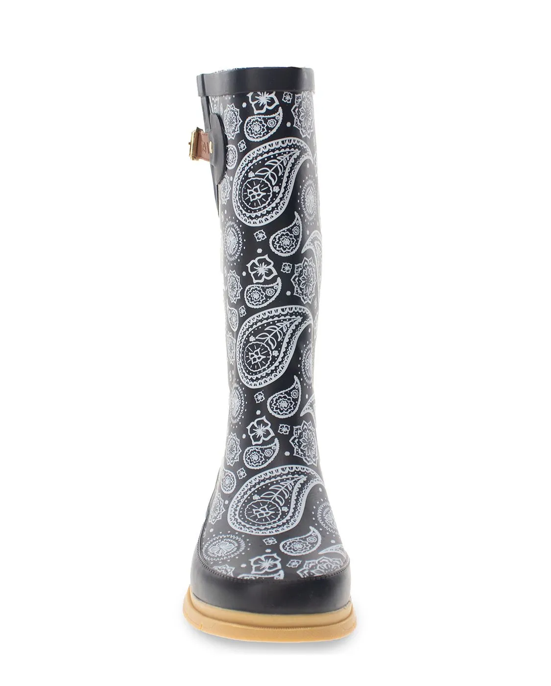 Women's Poppin' Paisley Tall Rain Boot - Black