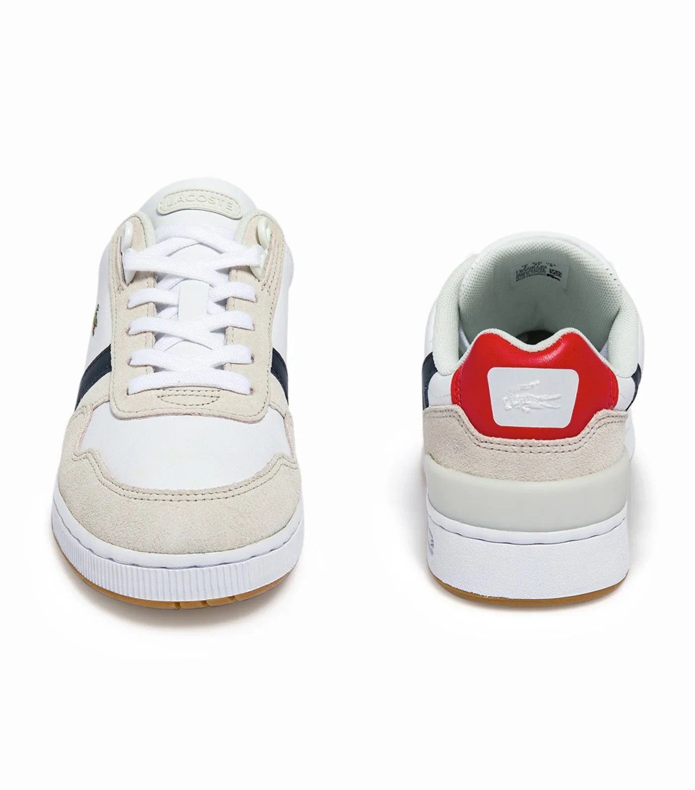 Women's T-Clip Tricolour Leather and Suede Trainers White/Navy/Red