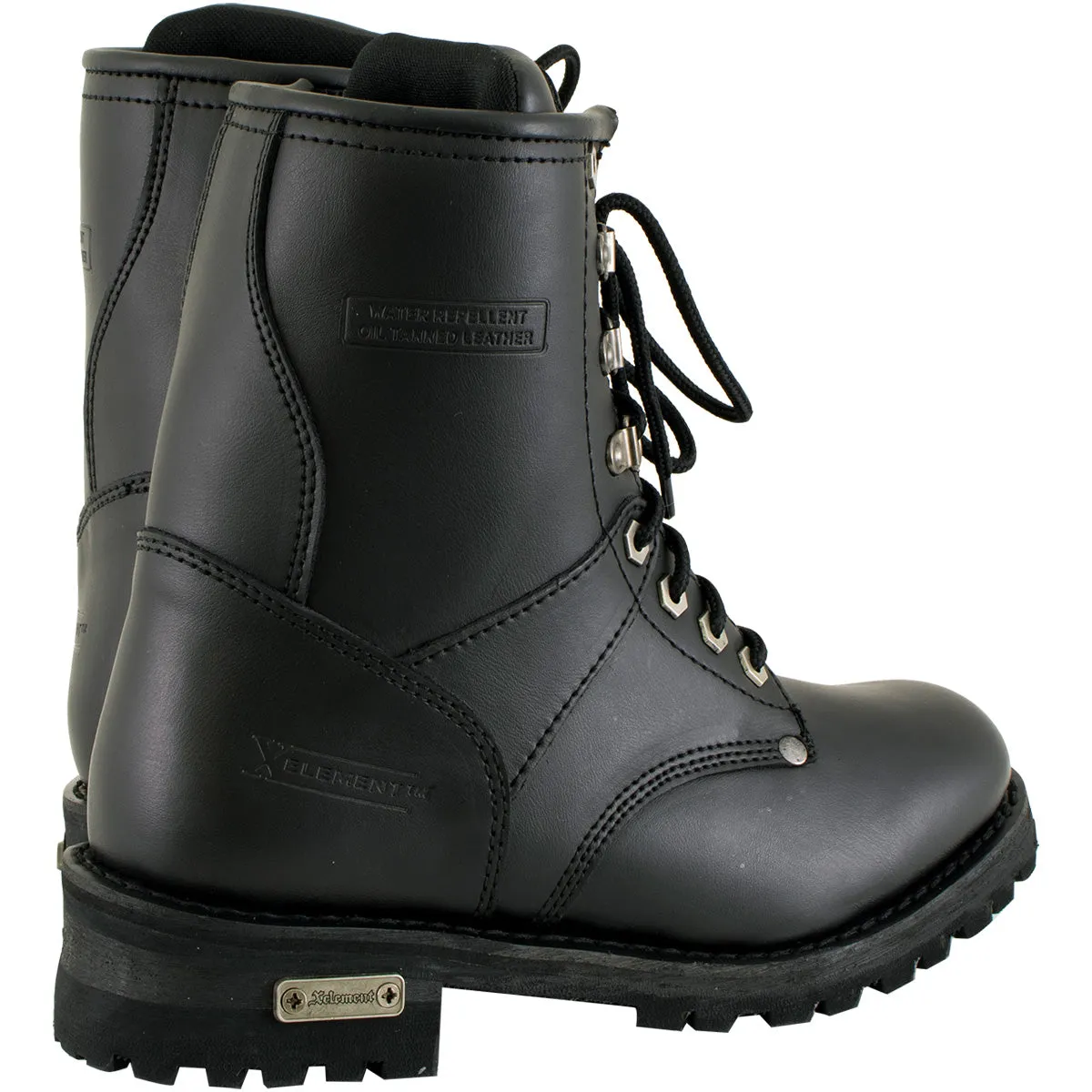 Xelement 2446 Women's Vigilant Black Leather Logger Style Motorcycle Rider Boots with Inside Zipper