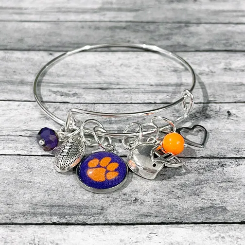 Your Favorite Sports Team Custom Silver Bangle Charm Bracelet